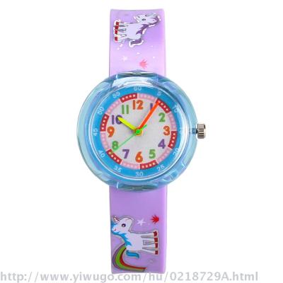 Korean version of the student cartoon children silica gel small clear cute watch