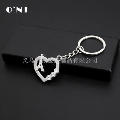 Manufacturers spot metal love key chain alloy diamond tower key chain custom car creative gift