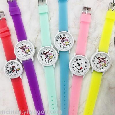 New children's candy-colored luminous cute silicone watch