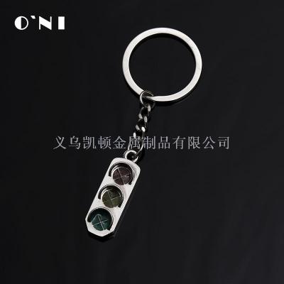 Factory Direct Sales Metal Creativity Car Traffic Light Keychain Gift Epoxy Traffic Light Keychain Gift