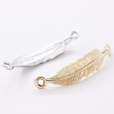 Personally link feather double hanging accessories diy fashion feather uv plating metal accessories manufacturers direct
