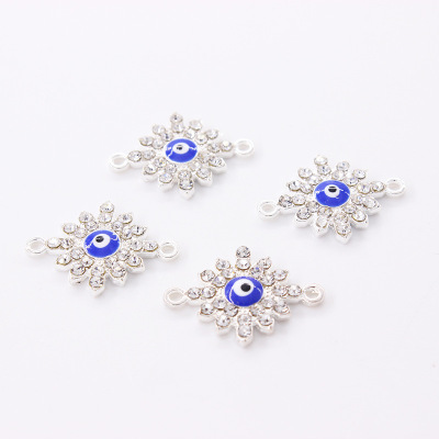 Manufacturers wholesale clothing accessories DIY connection double hanging alloy point drill accessories blue sunflower accessories