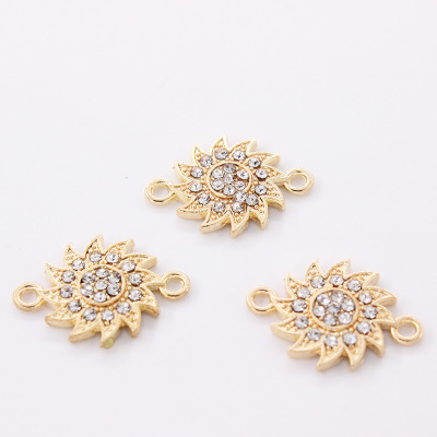 Manufacturers wholesale diy bracelet accessories flower point drill accessories double hanging flower-shaped accessories