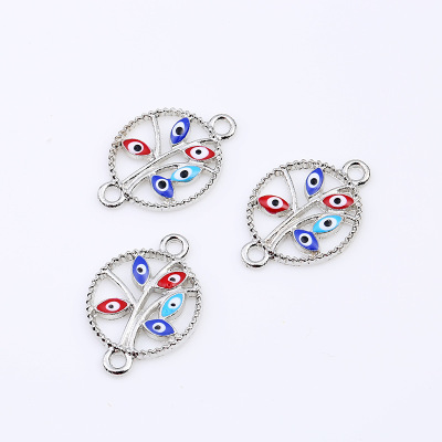 Plating connection double hanging accessories circle get rich tree color eye pendant manufacturers wholesale