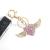 Korean New Pearl Rhinestone Key Chain Metal Heart-Shaped Key Chain Factory in Stock Bag Ornament Gifts