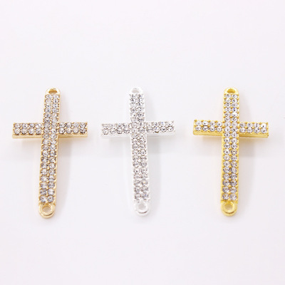 2018 fashion jewelry bracelet necklace accessories electroplating metal cross double row drill double buckle manufacturer wholesale