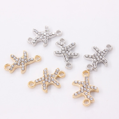 Manufacturers wholesale diy bracelet accessories starfish point drill accessories double hanging small starfish accessories