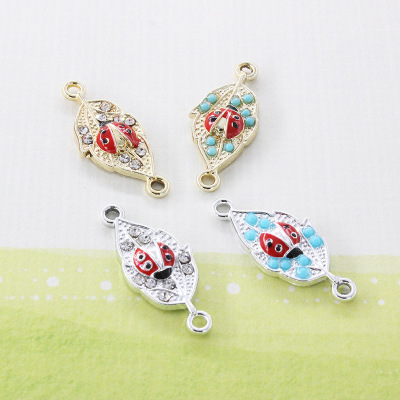 New leaf diy accessories k gold white diamond double hanging leaf ladybird accessories accessories accessories ornaments Amoy source