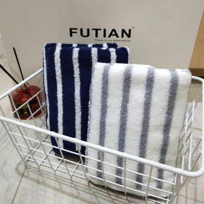Futian manufacturers direct vertical strip pure cotton sports towels adult bath face wash to cosmetic face towel wholesale