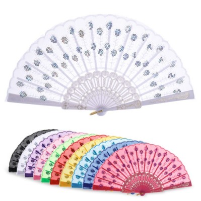 Craft fan, fan, fan, fan, fan. stage folding fan cloth classical art fan color pole sequined fan home decoration fan