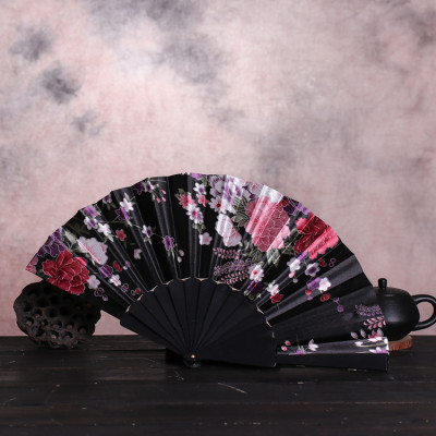 Craft fan, fan, fan, fan, fan. Ladies Flat Silk Plastic Folding Fan Foreign Trade Gift Fan Undertake Customization