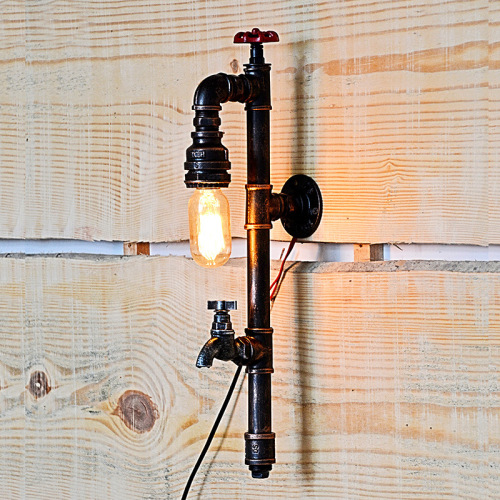 foreign trade exclusive loft industrial wind wall lamp faucet modeling bar exhibition hall hall metal iron pipe lamp pipe wall lamp