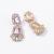 Baroque Style Sweet Pink Rhinestone Earrings Girl Heart Geometric Square Long Earrings for Women