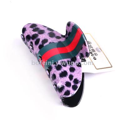 Large acrylic clip Korean high-end hair ornament leopard print clip Korean fashion Large claw clip