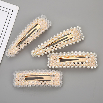2019 New Hairpin Cute Girl Word Clip Ins Pearl Internet Celebrity Same Transparent Hairpin Bang Clip Customization