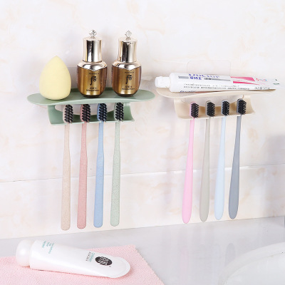 A four - expressions using seamless toothbrush holder with 4 sets of toothpaste holder, suction cup type toothbrush holder and toothpaste holder
