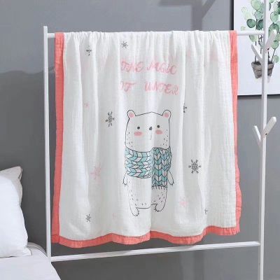 Cotton Yarn Cloth Printing Children's Quilts Multi-Layer Jacquard Summer Blanket Children Cartoon Printed Quilt