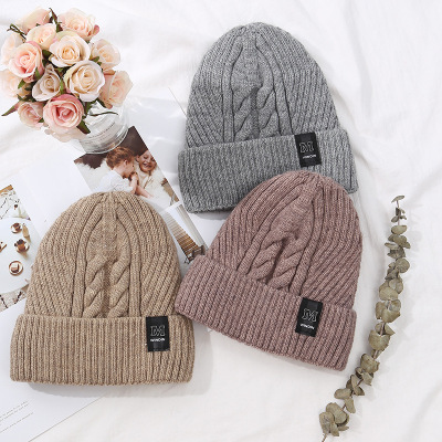Knit hat solid color thickened ear cap men's solid color hat manufacturers direct sales