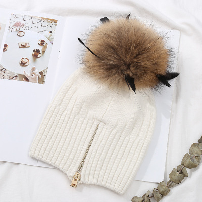 Korean style simple knit hat lady pure color rabbit wool blended adult hat autumn winter thickened warm hats wholesale