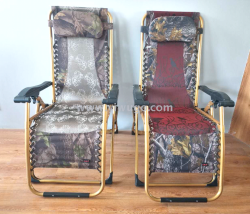 factory direct gold tube luxury reinforced flat tube edging recliner teslin folding lounge chair