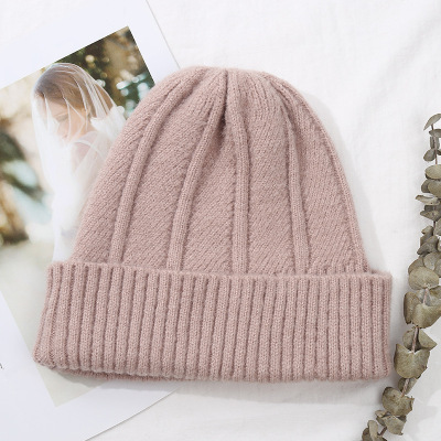 Wholesale of new autumn/winter 2018 knitted hats, single - layer flanged and polished caps, casual hand hooks and monochrome woolen caps