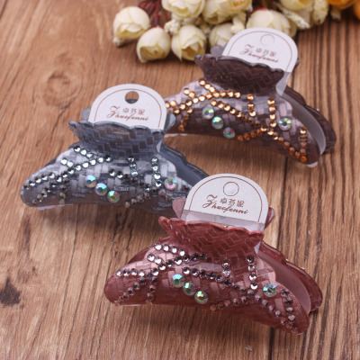 10 Yuan Shop Ornament Acrylic Medium Fashion Women's Hair Updo Holder Paw Simple Rhinestone Hair Clip Hairpin Ornament