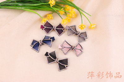 Fashion hair clip with diamond bow and duck bill clip with fringe hair clip