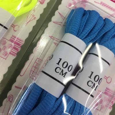 Wholesale solid color objectively ircular round polyester shoelaces 2 double shoelace suction card