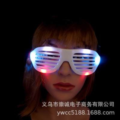 1359 Thick Led Louver Glasses 12 Light Flash Glasses American Red White Blue Light Luminous Glasses
