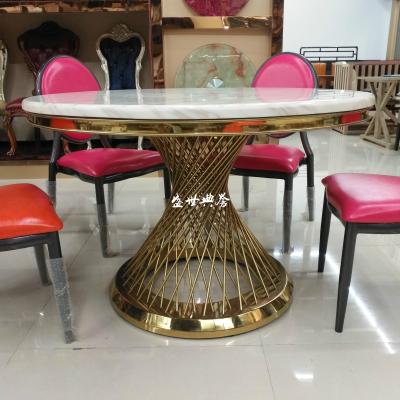Stainless steel table theme restaurant marble table seafood restaurant tables and chairs Nordic light luxury table