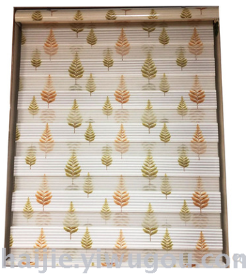 Printed tree roving gauze curtain shutter type louver seven fold texture curtain kitchen toilet waterproof household scroll pull type lift