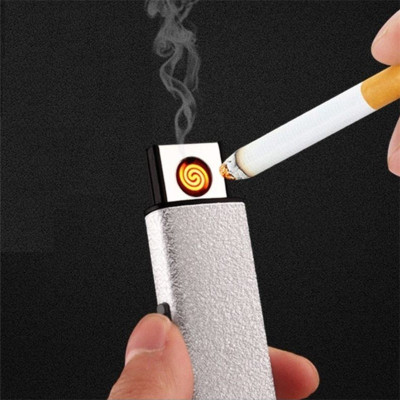 USB Charging Lighter Cigarette Lighter Windproof Electronic Smoking Set Factory Direct Gift Drawing Logo Customization