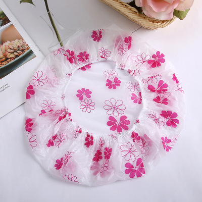 Manufacturers wholesale fashion thickening printed waterproof small cap bath bath makeup care cap kitchen lampblack cap