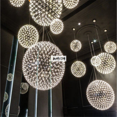 Creative sales department decoration clothing store window shopping mall stairs dandelion star lamp LED spark ball 