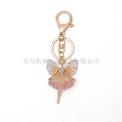 Creative fashion exquisite angel wings key chain personality diamond elf pendant small gifts custom wholesale