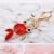 Creative Fashion Red Rhinestone Small Goldfish Keychain Personality Cute Crystal Pendant Car Accessories Gift