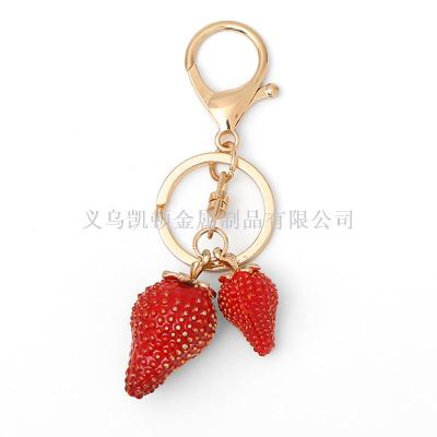 Creative new fresh and lovely metal strawberry key chain pendant small personalized gifts manufacturers custom