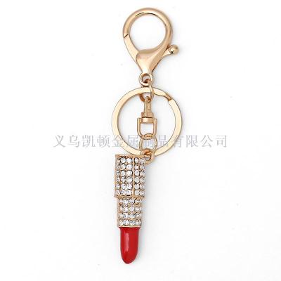 Fashion diamond set lipstick key chain creative diamond delicate gift accessories lady bag pendant