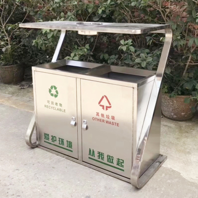 Garbage sorting bin stainless steel is suing Garbage can be recycled dry and wet classification separation factory