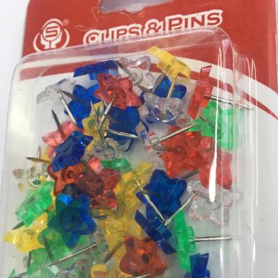 Plastic thumbtacks five-pointed star thumbtacks special-shaped thumbtacks two-gun packaging stationery wholesale color thumbtacks