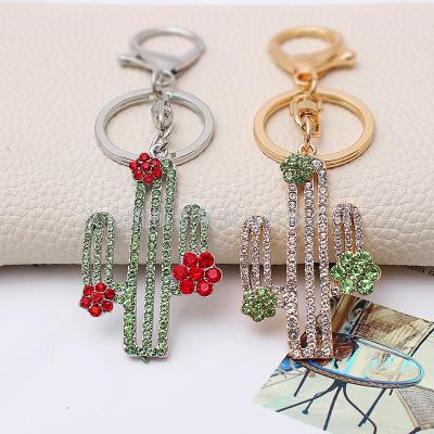 Manufacturers customized new South Korea creative diamond cactus key chain car luggage accessories promotional gifts