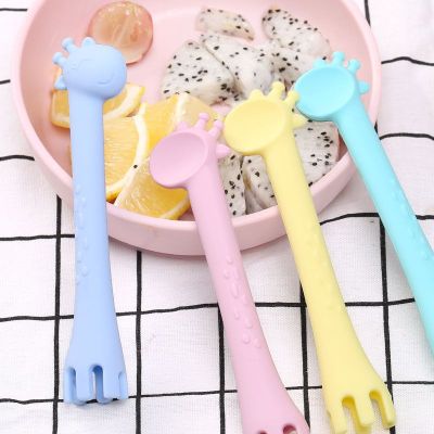 New creative baby dental glue silica gel food fork rice spoon manufacturers spot direct selling New spoon