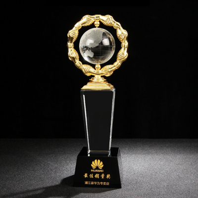 (1) Metal crystal trophy bowling team trophy custom