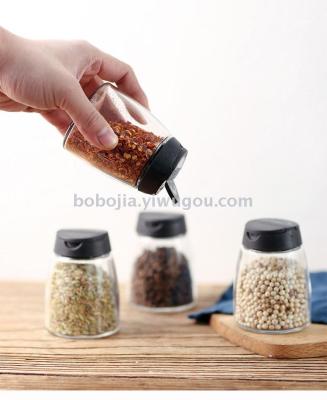 Glass Spice Jars Set Household Kitchen Spice Box Salt Jar Sugar/MSG Large Hole Seasoning Bottle with Mesh