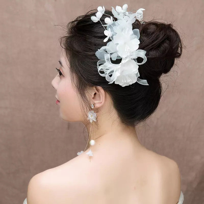 European and American bride wedding decoration pearl flower core head flower studio with makeup exotic flirtation stage performance compulsory hair ornaments