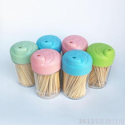 New bamboo toothpick wholesale natural panda head color can cylinder toothpick