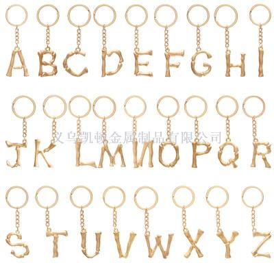 Factory Direct Sales 26 English Letter Necklace Women's European and American Fashion Cross-Border Hot Selling Bamboo Letter Pendant Keychain