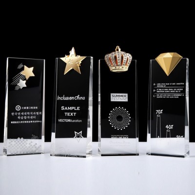 Creative metal medal competition gold, silver, bronze and crystal trophies can be customized
