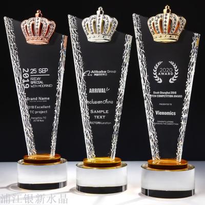 Creative crystal trophy competition award metal MEDALS engraved custom crown gold and silver, copper