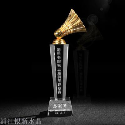 Yonex competition award crystal trophy custom creative metal lettering